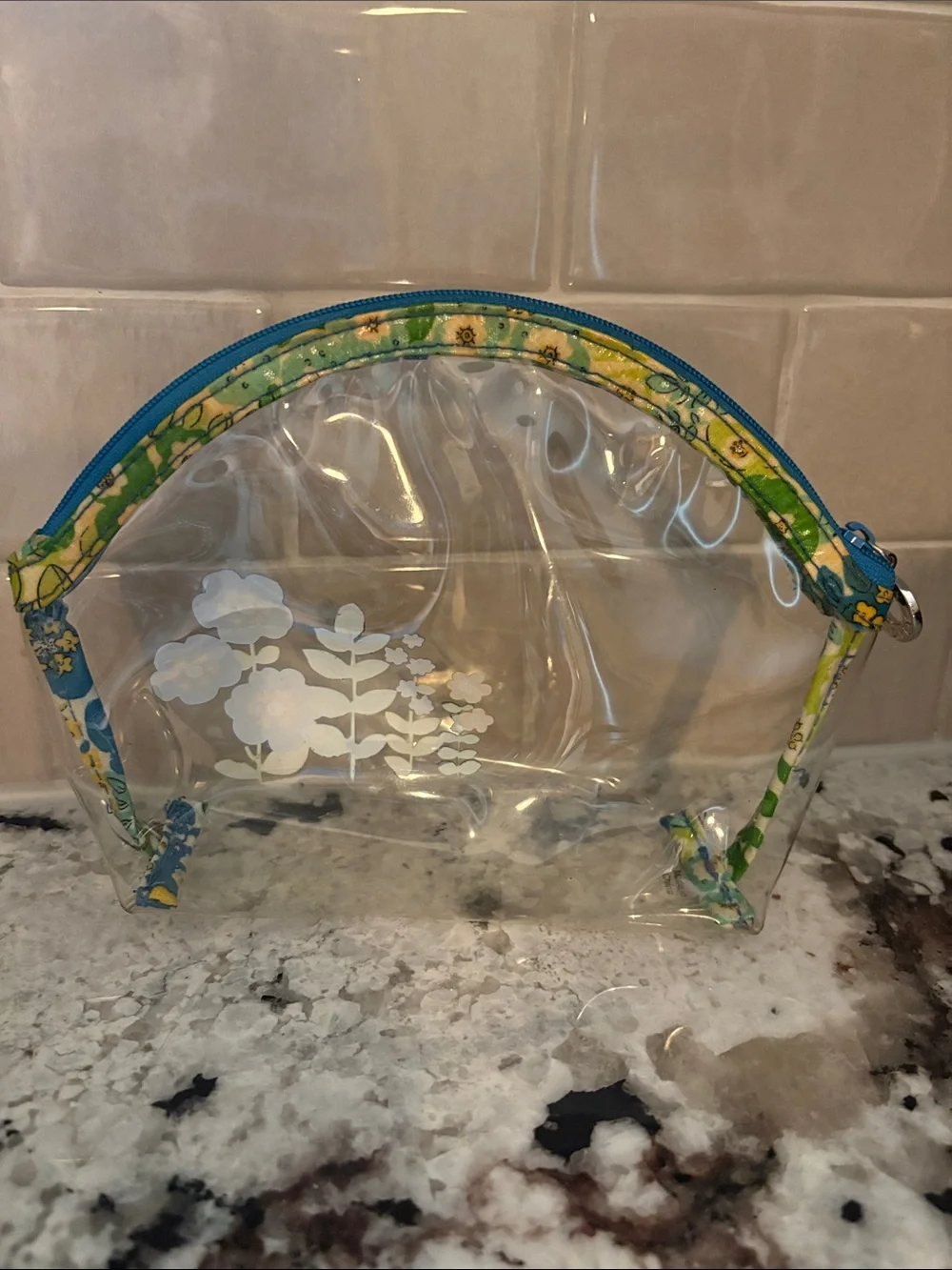 Vera Bradley English Meadow Transparent Travel Pouch Clear Cosmetic Bag Retired